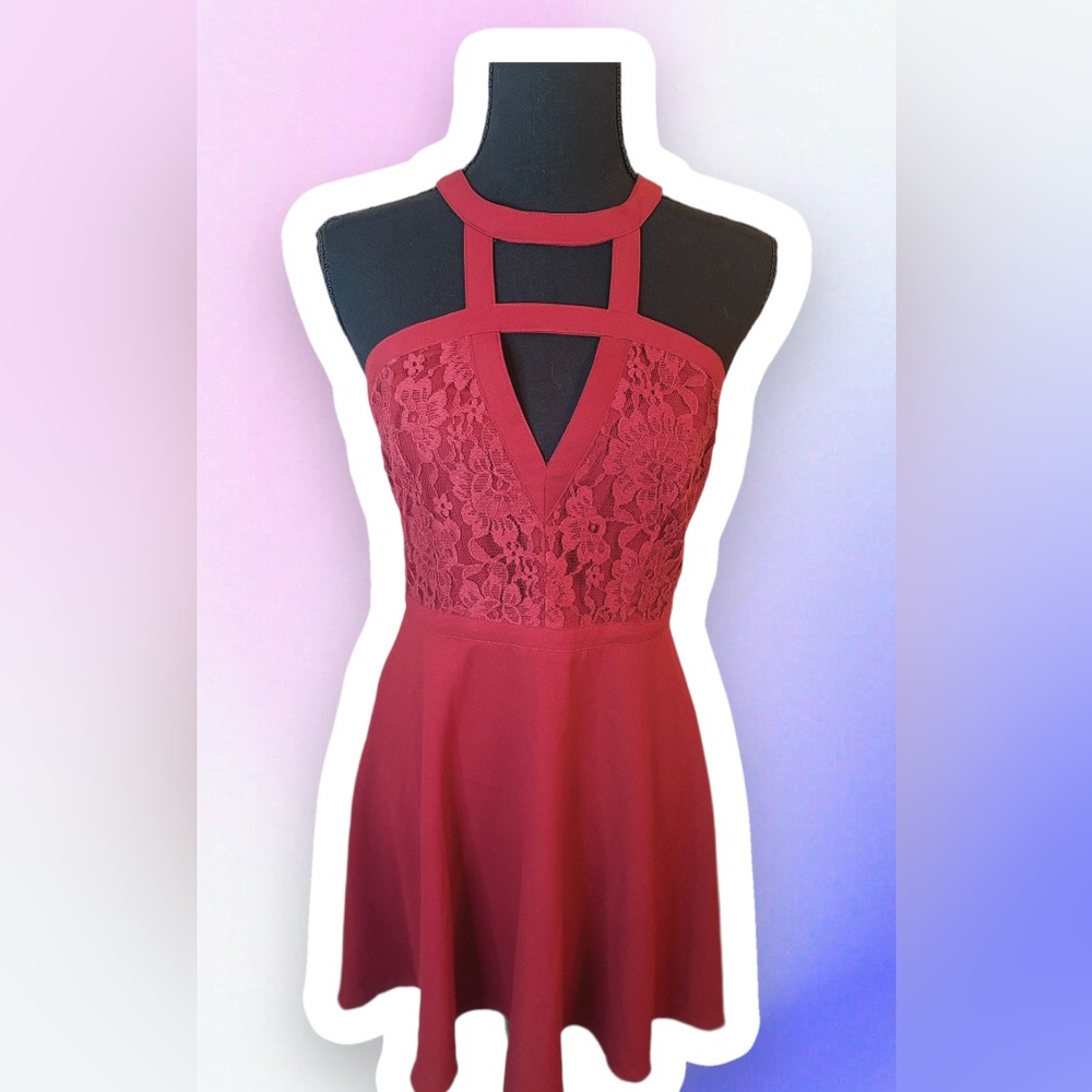 Lulus Red Strappy Backless Lace Dress